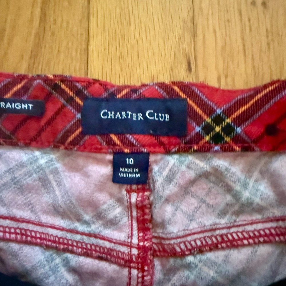 Lexington Red Plaid Jeans by Charter Club Women’s Size 10 Straight Leg Pants - Picture 6 of 6